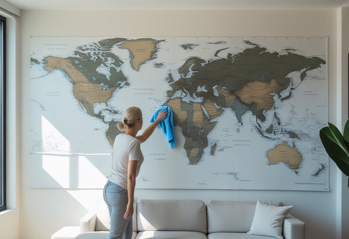 Saadan gjoer du rent omkring dit verdenskort til vaeggen
